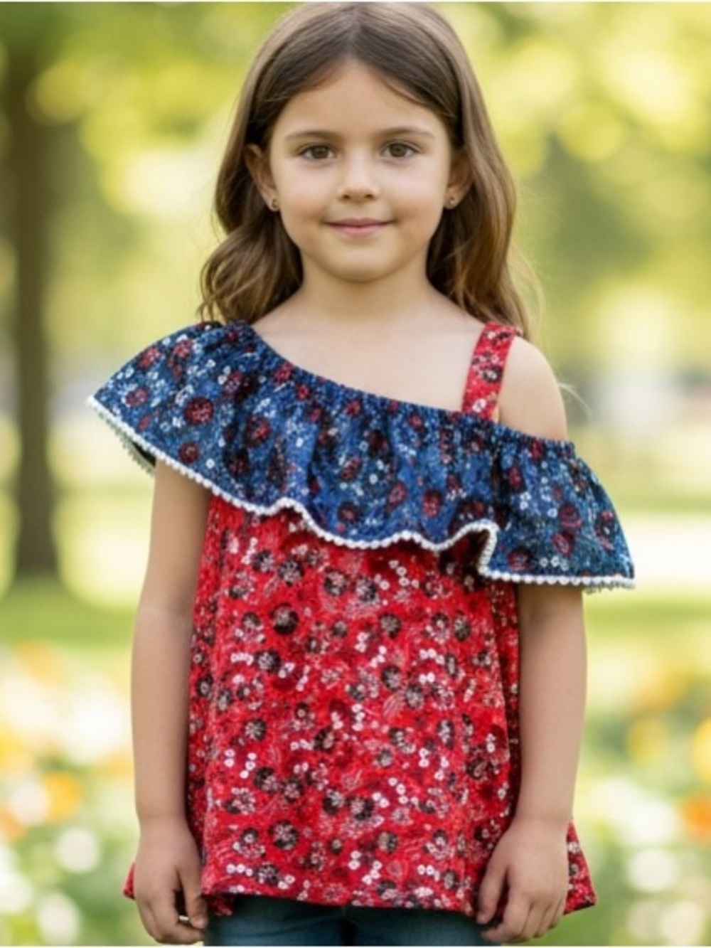Fourth of July Max studio kids red and blue top size 7 to 8